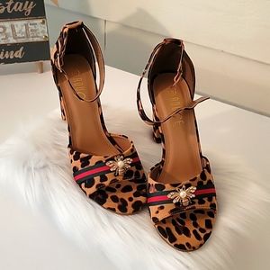 Leopard Heeled Sandals